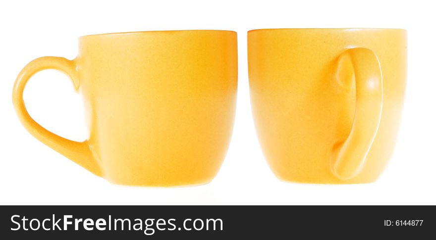 Coffee cups on white background