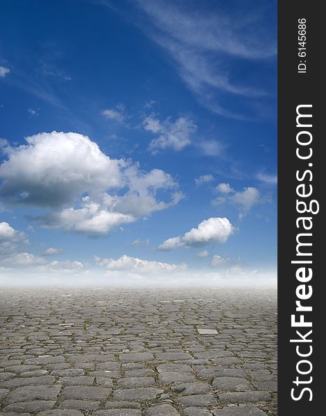 The famous cobbles of Gold hill against a bright summers sky. The famous cobbles of Gold hill against a bright summers sky