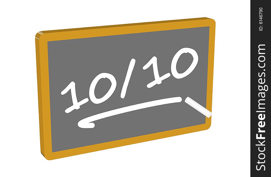 Slate where 10 on 10 is written. Slate where 10 on 10 is written