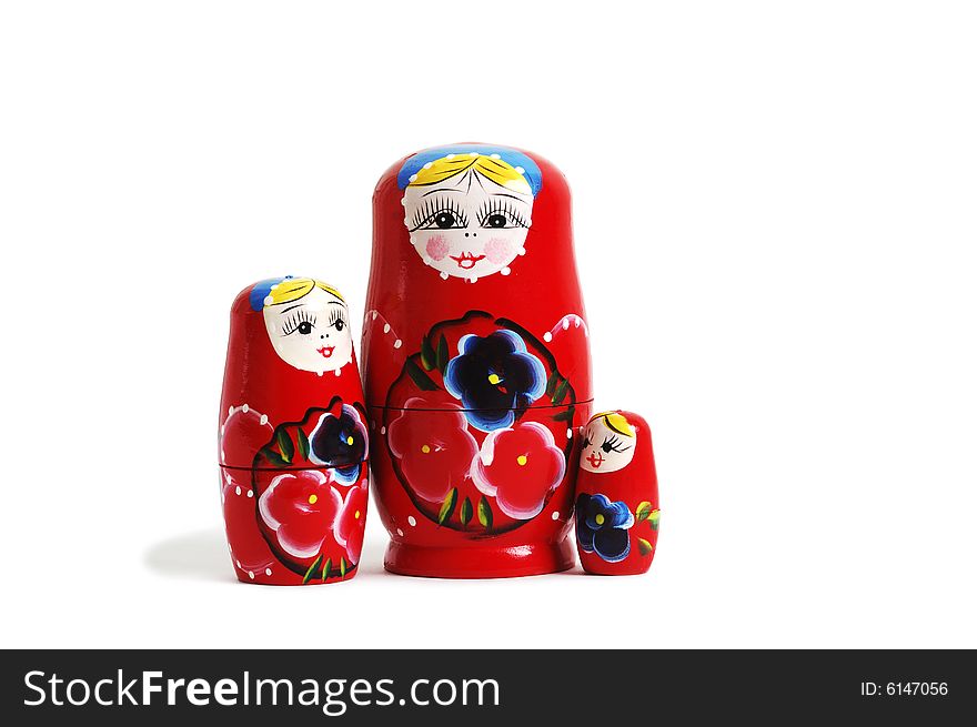 Russian nesting dolls isolated on white background