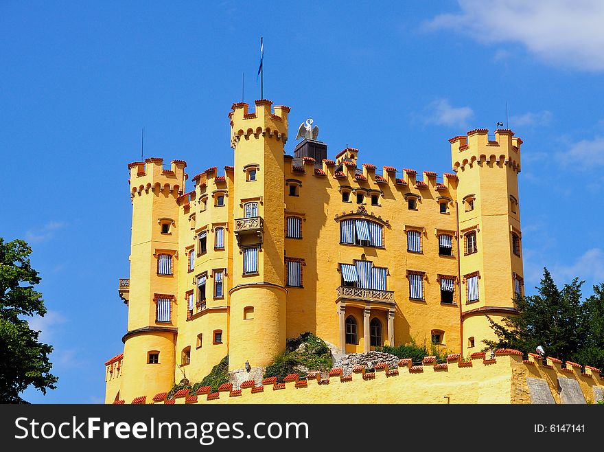 The famous yellow Hohenschwangau castle in Germany
