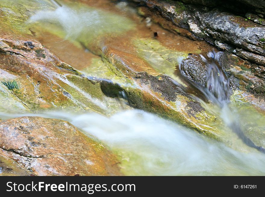 Cascade on mountain river in long time exposure