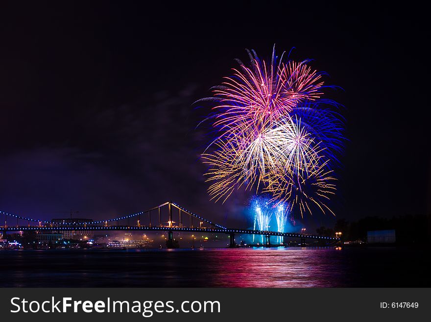 Fireworks show in the capital of Ukraine, Kiev