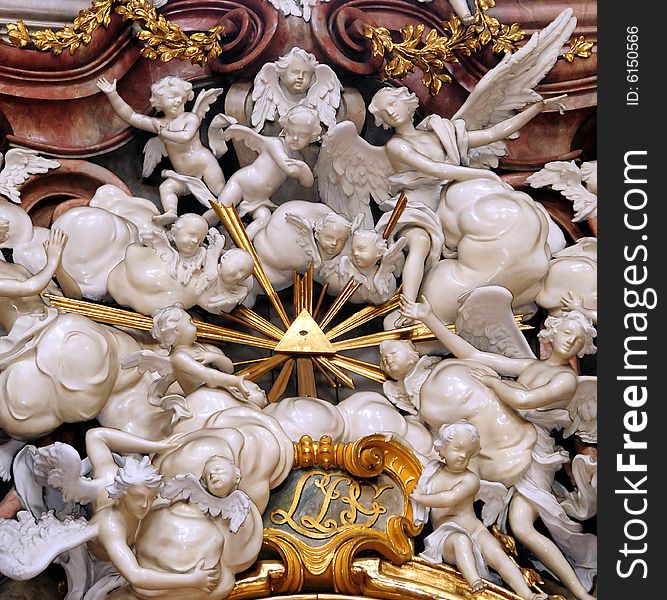 Statues inside of Saint Peter church, vienna