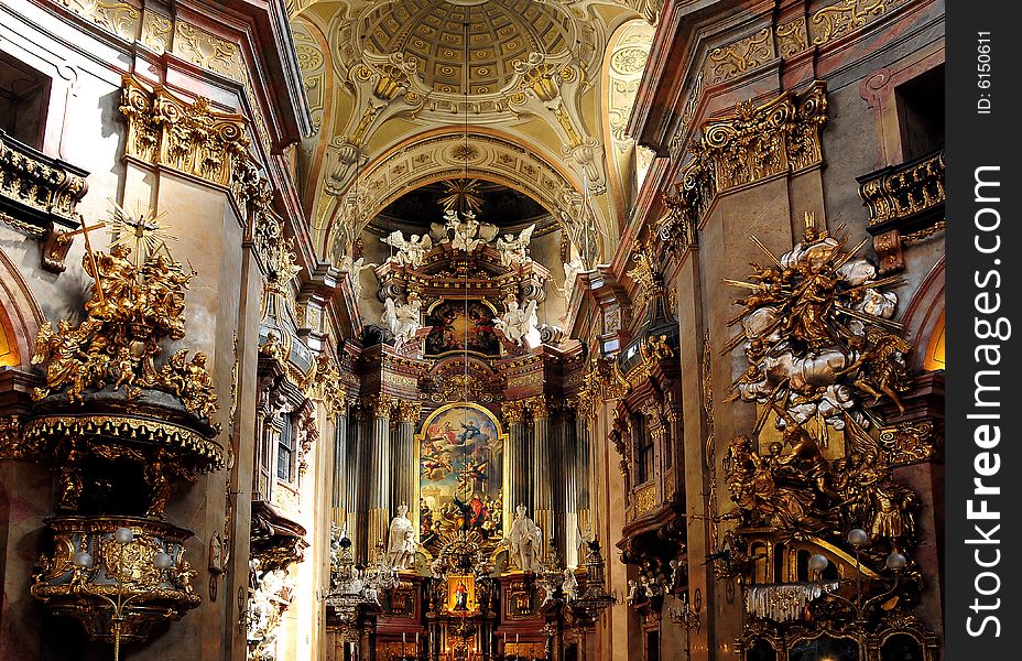 A view inside a beautiful catholic church. A view inside a beautiful catholic church