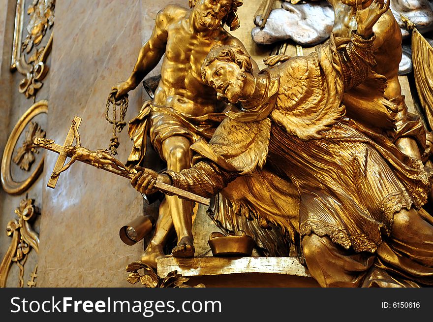 Statues inside of Saint Peter church, vienna