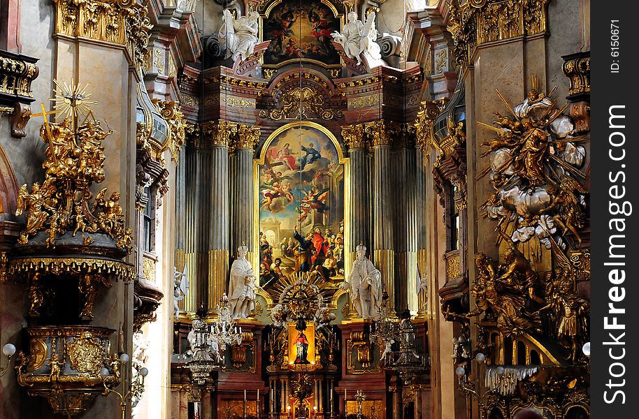 A view inside a beautiful catholic church. A view inside a beautiful catholic church