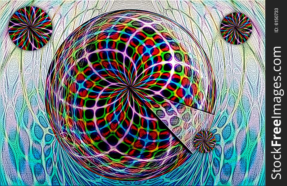 Great creative abstract colored bright portrayal of space objects caught in the net. Great creative abstract colored bright portrayal of space objects caught in the net.