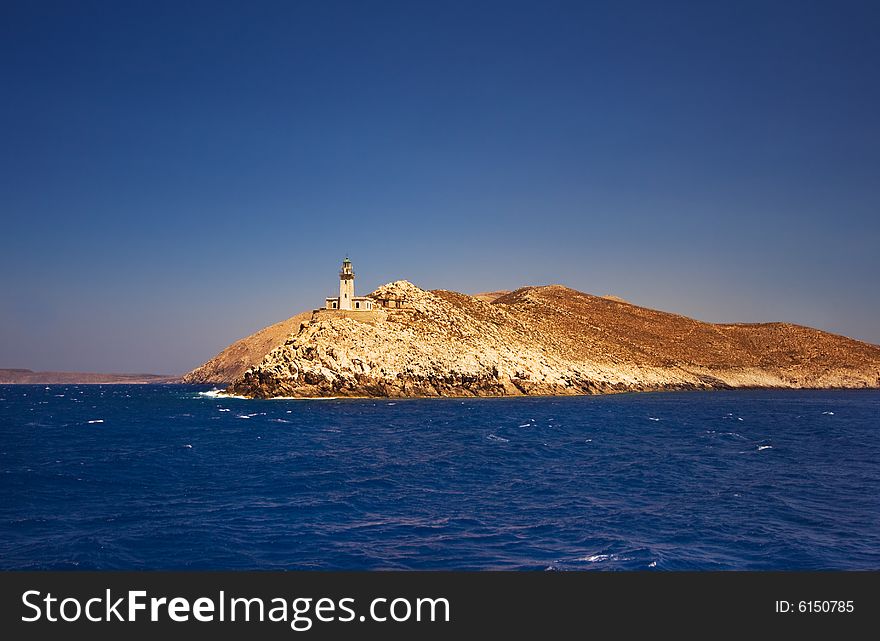 The lighthouse on Cape Tainaro, mainland Europe's most southern point. The lighthouse on Cape Tainaro, mainland Europe's most southern point