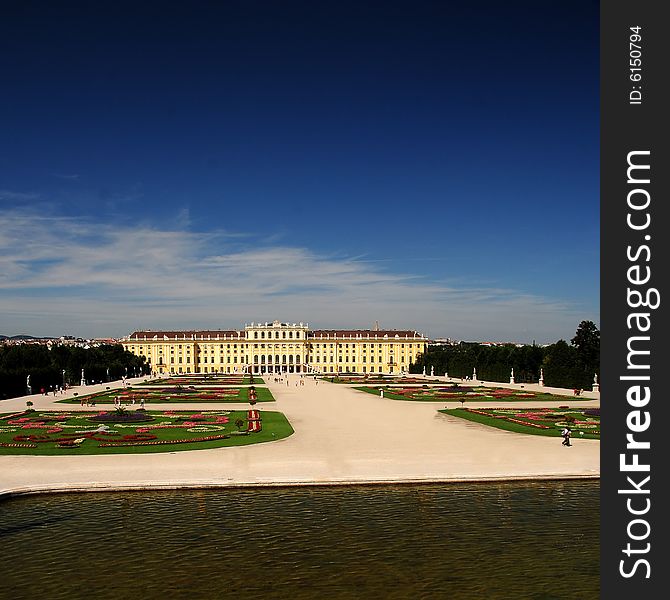 Panoramic picture castle Schonbrunn, Vienna