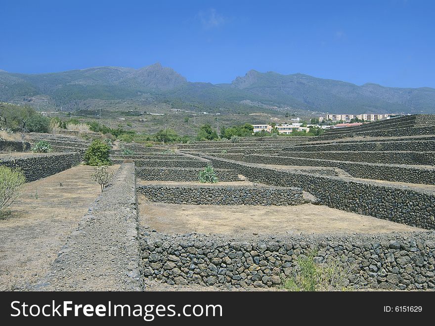 The ancient remains of the pyramids on the island of tenerife