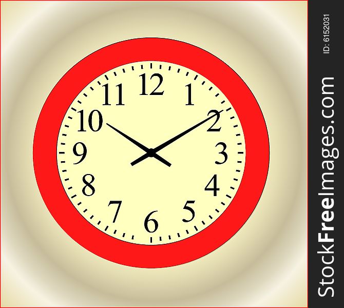 Illustration of red clock isolated