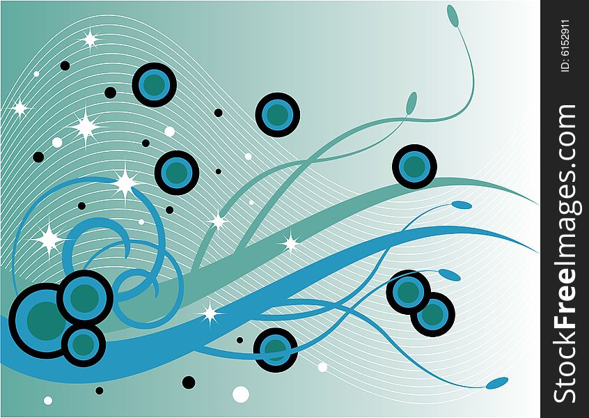 Circles, Sparkles, and Tentacles are Featured in an Abstract Illustration. Circles, Sparkles, and Tentacles are Featured in an Abstract Illustration.