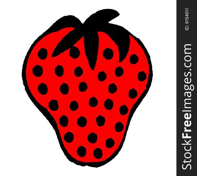 Black red inlays lovable cartoon strawberry