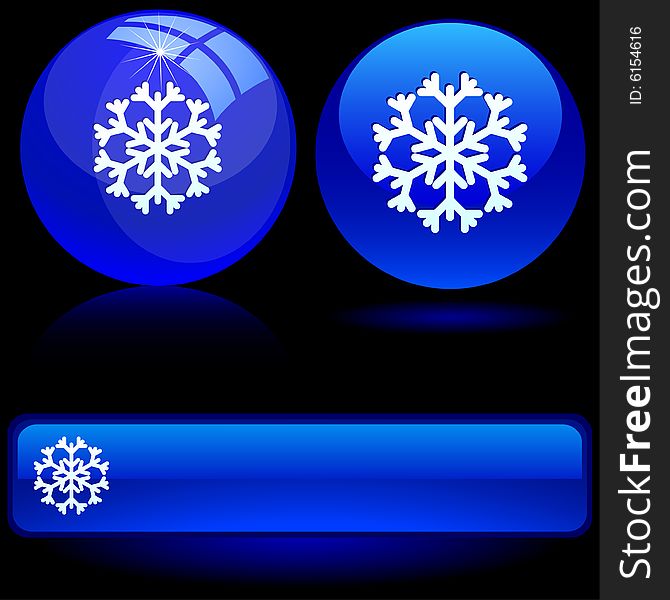 Snowflake on blue ball. Vector illustration. Snowflake on blue ball. Vector illustration.
