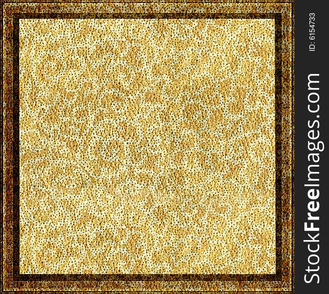 Bumpy golden wallpaper with decorative frame