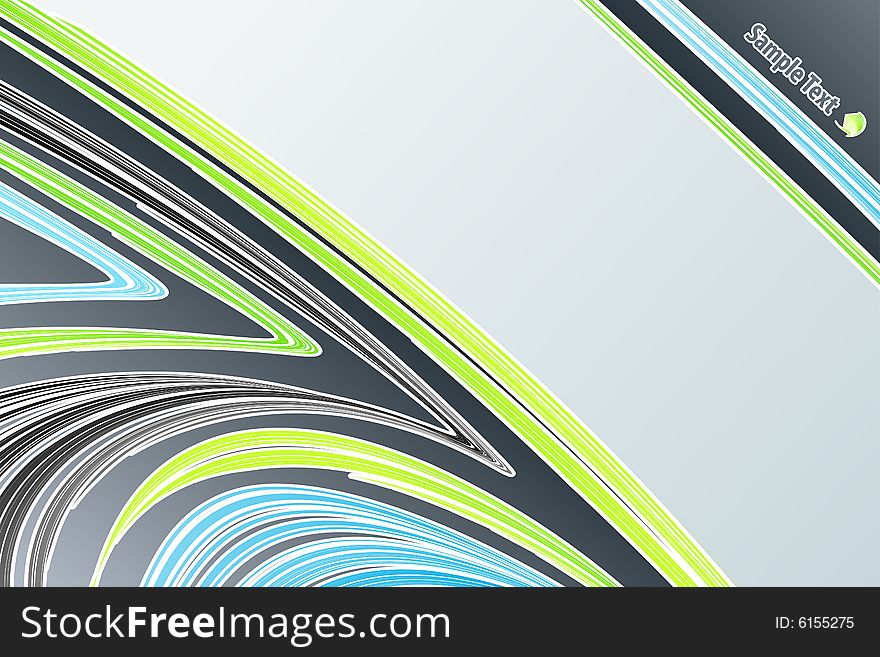 Vector illustration of a modern lined art background in blue and green flowing colors. Logo sample included. Vector illustration of a modern lined art background in blue and green flowing colors. Logo sample included.