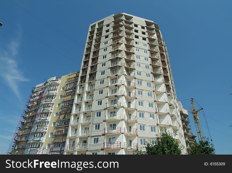 Modern high under construction building