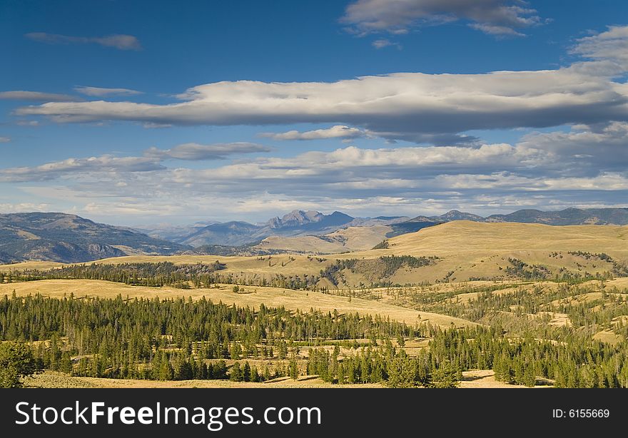 Mountain range in the Yellowstone National Park. Mountain range in the Yellowstone National Park.