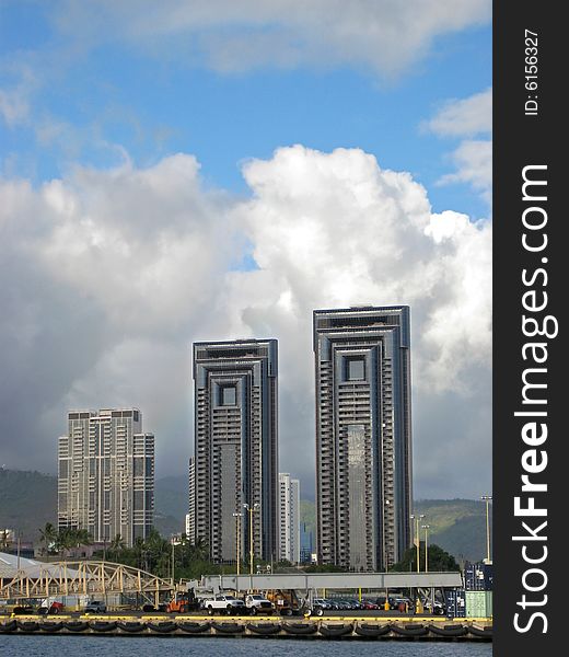 This is an image of downtown Honolulu from the ocean. This is an image of downtown Honolulu from the ocean.