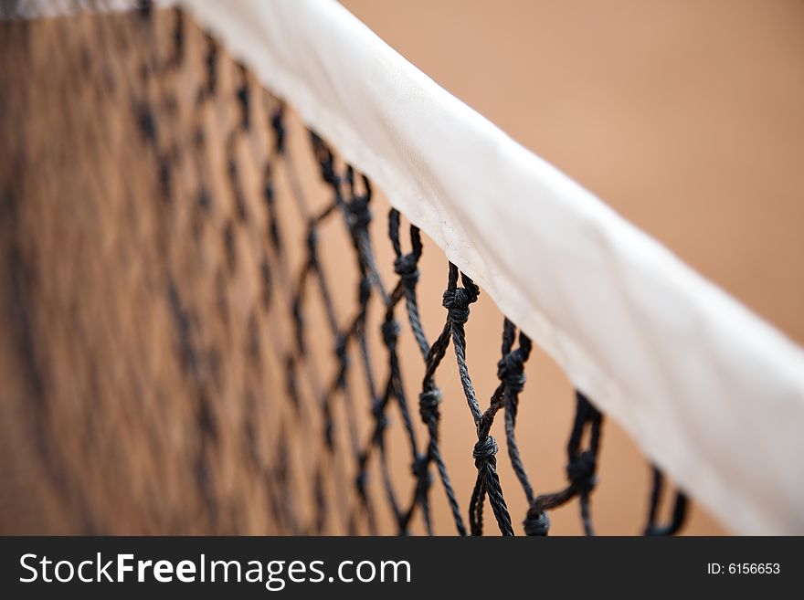 A net in the tennis court