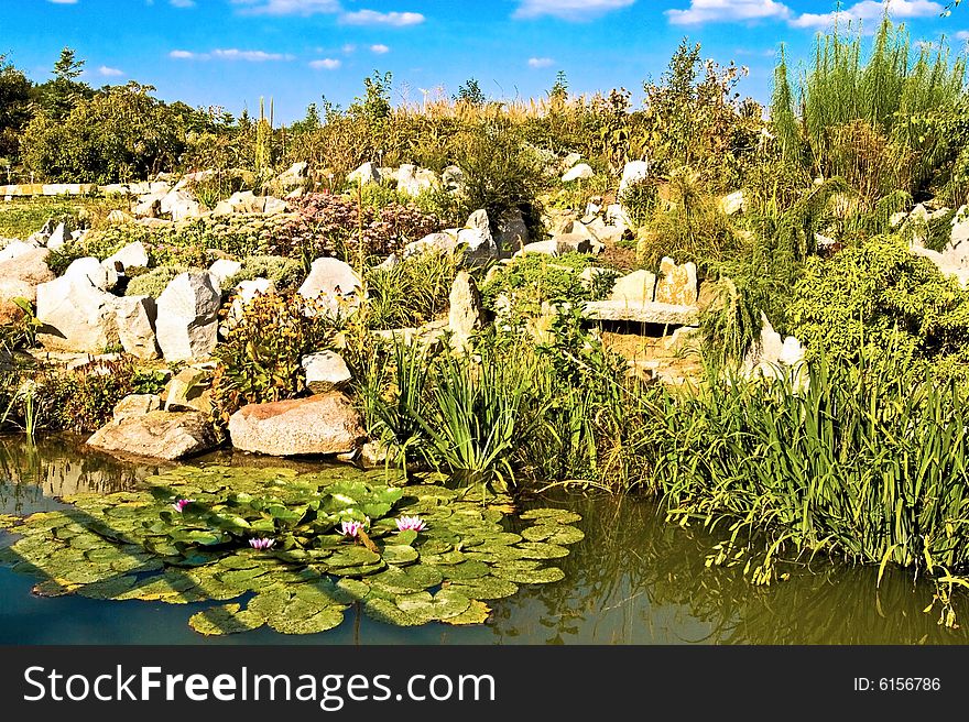 Photo of a beautiful Garden with pond