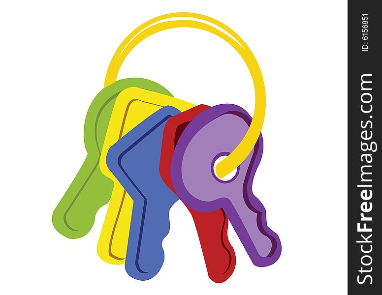 An illustration of colored toy keys. An illustration of colored toy keys