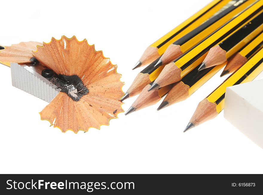 Group of pencils and sharpener