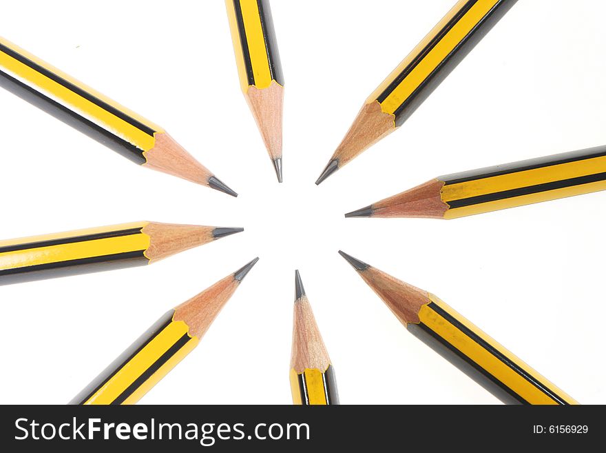 Group of sharp pencils point in a circle. Group of sharp pencils point in a circle