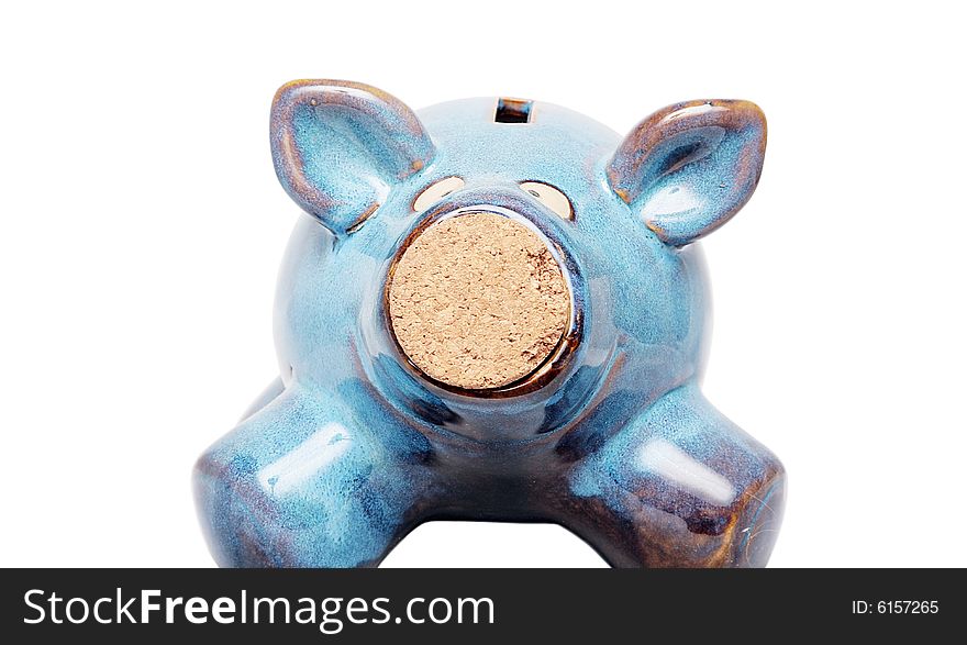 Piggy bank on white background