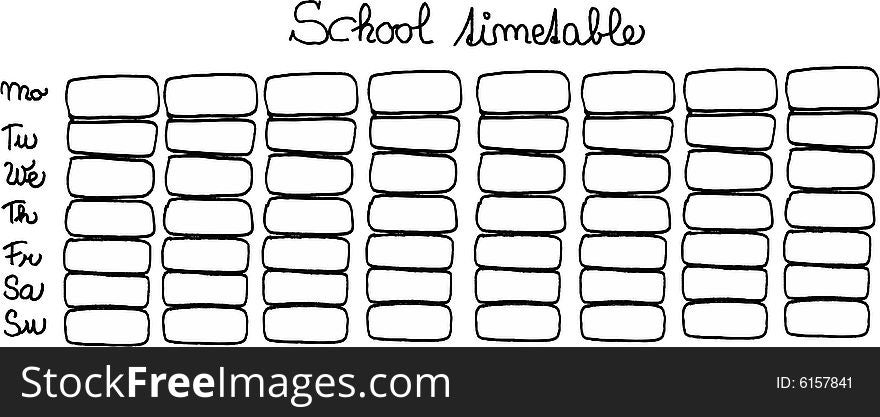 Black and white school timetable on white background. vector image