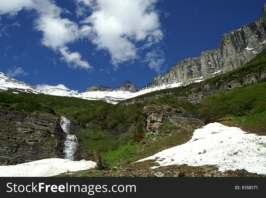 Glacier National Park, Canada - waterfall, early summer