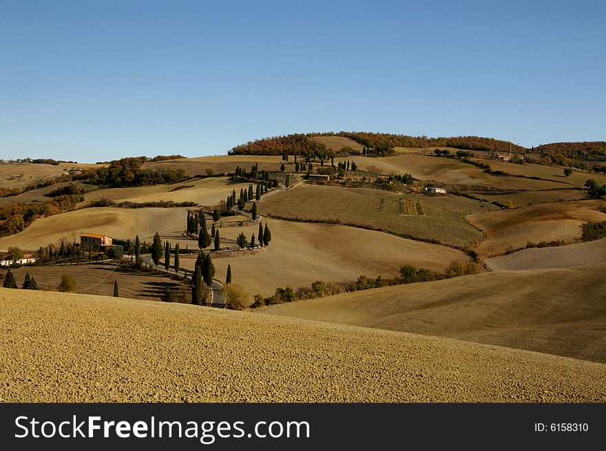 Tuscan landscape in the fall, autumn. Tuscan landscape in the fall, autumn