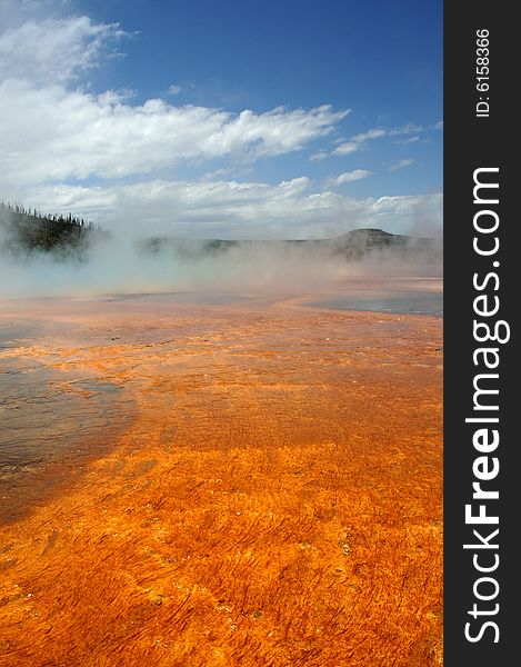 Yellowstone Grand Prismatic Spring showing exceptional colors