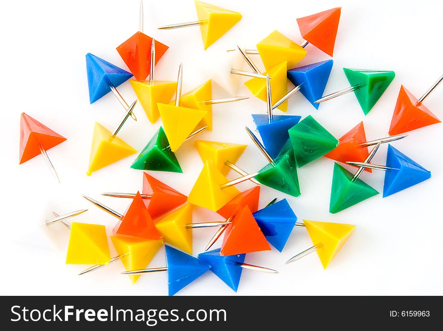 Colored Thumbtack isolated on the white background