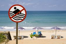 No Swimming Sign On Beach Stock Photography No Swimming Sign On Beach Stock Photography