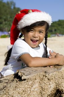 Thai Girl With Christmas Hat On Beach Royalty Free Stock Photo Thai Girl With Christmas Hat On Beach Royalty Free Stock Photo