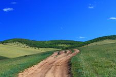 Country Road In Steppe Royalty Free Stock Photos Country Road In Steppe Royalty Free Stock Photos