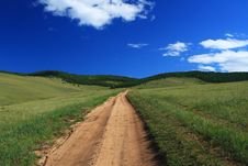 Country Road In Steppe Royalty Free Stock Photo