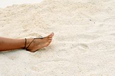 Barefoot On The Sandy Beach Stock Photos