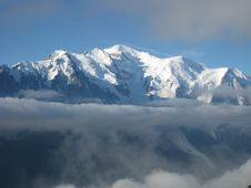 Mont Blanc And Fog Stock Photo