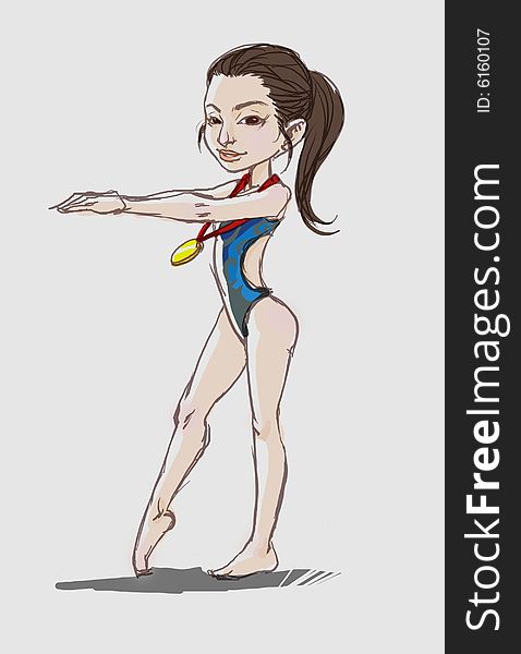 Cartoon diving girl for Olympic games.