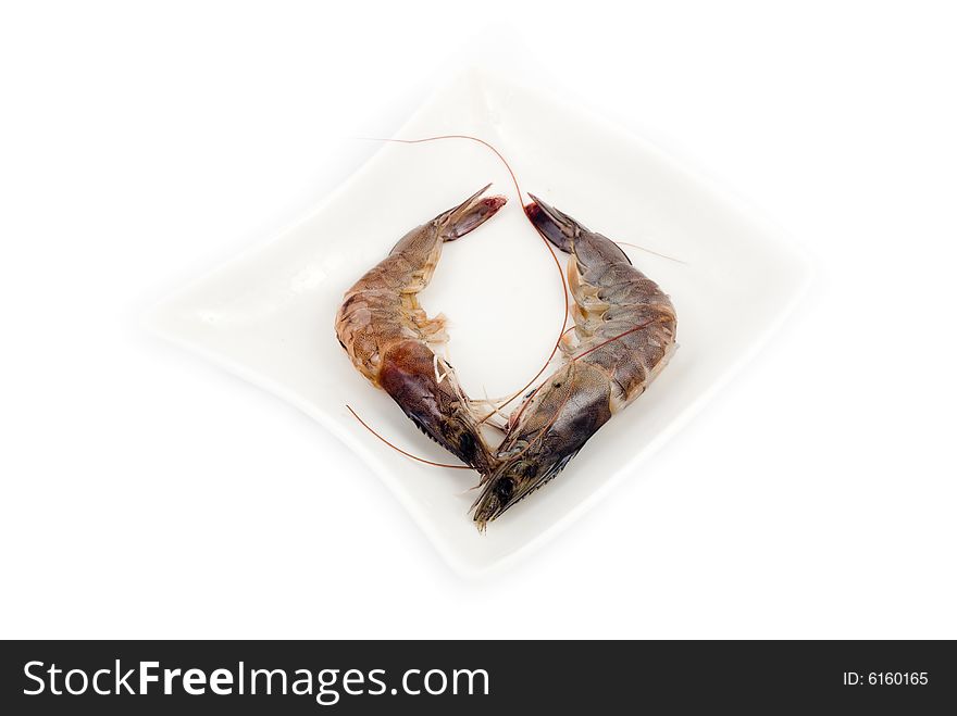 Fresh brown tiger shimp isolated on white background. Fresh brown tiger shimp isolated on white background