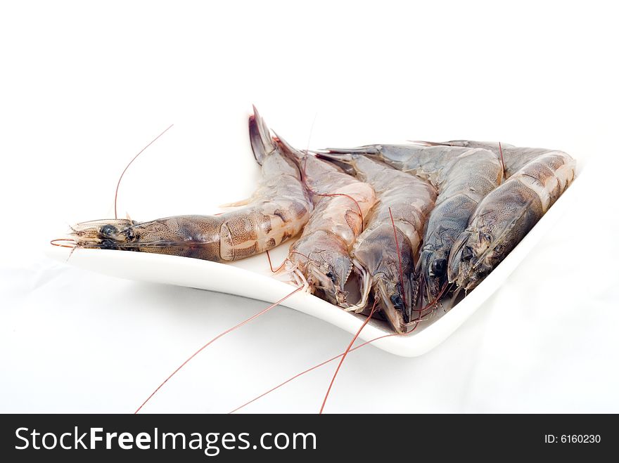 Fresh brown tiger shimp isolated on white background. Fresh brown tiger shimp isolated on white background