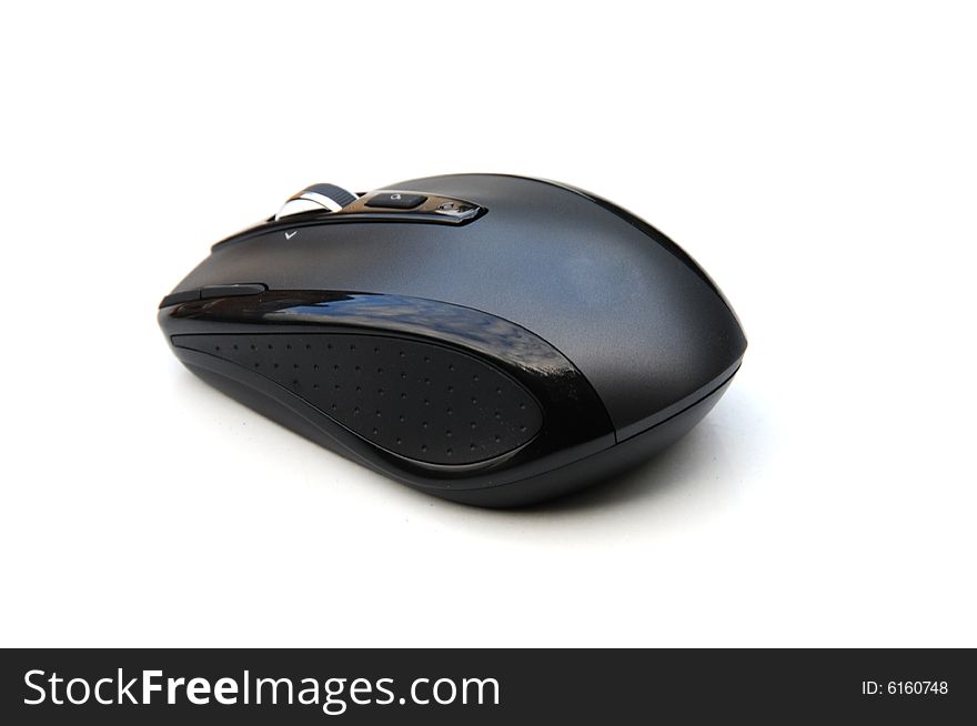 An isolated shot of a wireless computer mouse