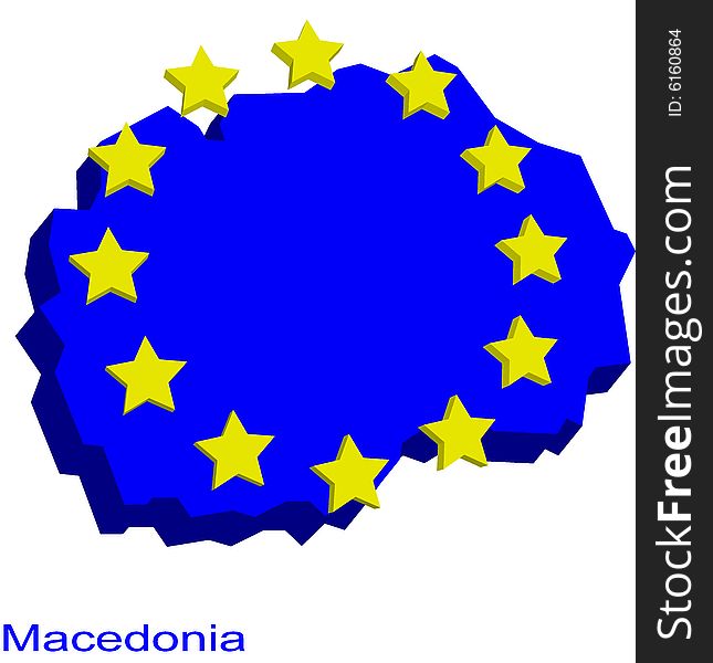Contour map of Macedonia as a future EU member. Contour map of Macedonia as a future EU member