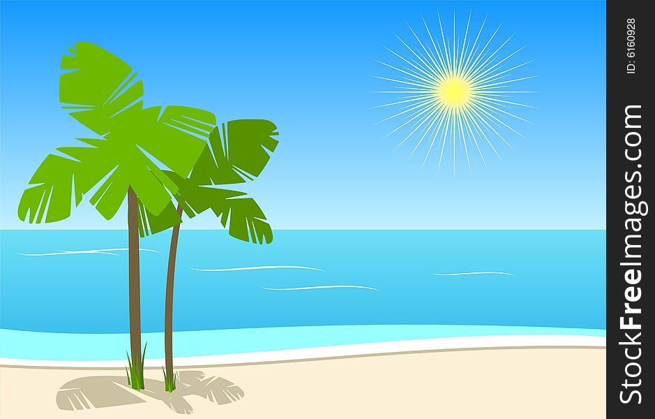 Palm trees on the beach - full vector. Palm trees on the beach - full vector