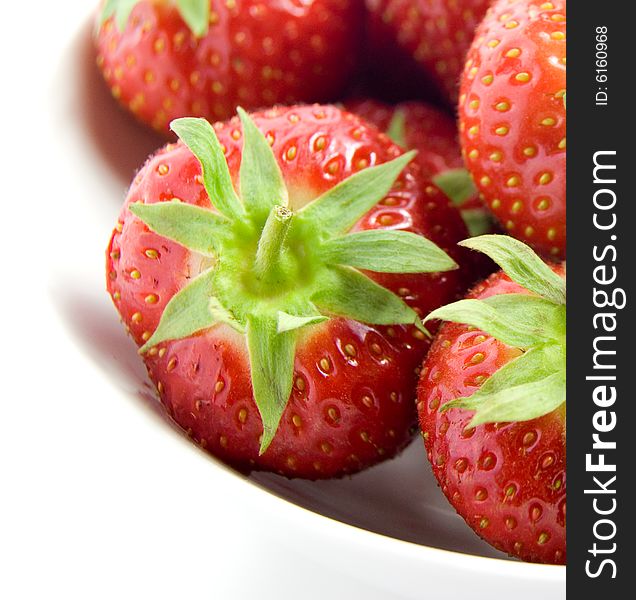 Strawberries in a white bowl