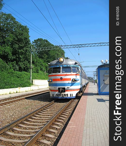 Locomotive arriving at the station