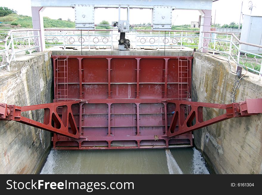 The closed dam on the river Kuban